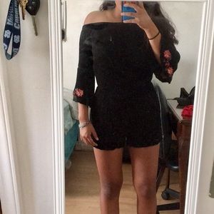 Black off the shoulder romper